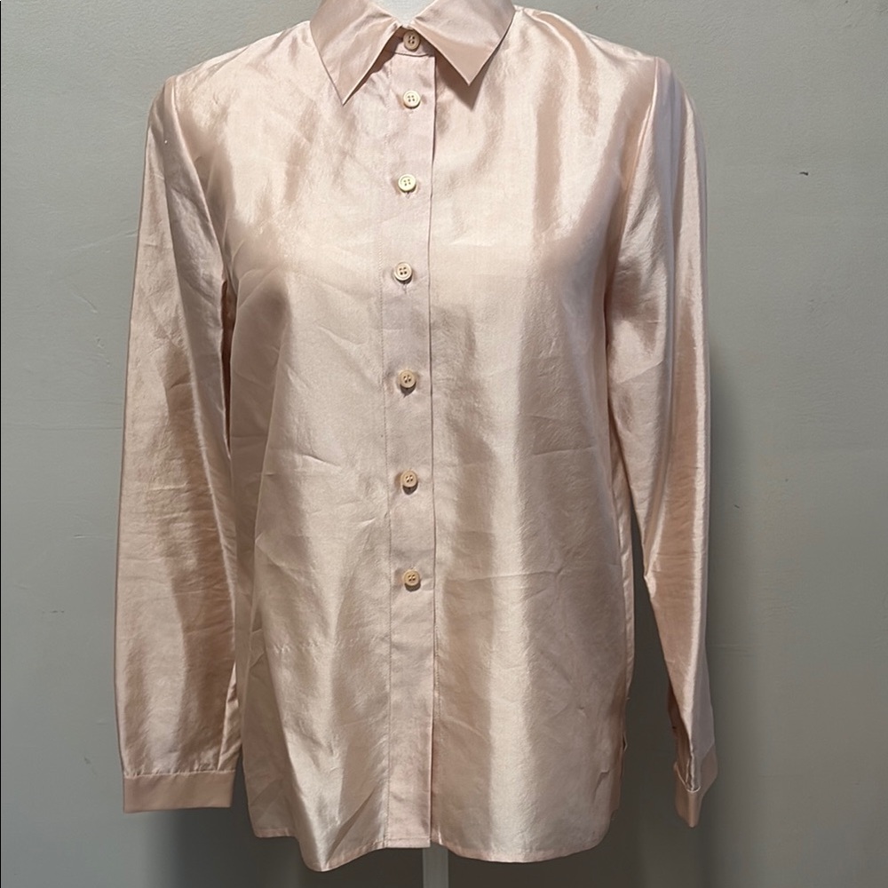 Jones New York Petite Silk Button-Up Blouse